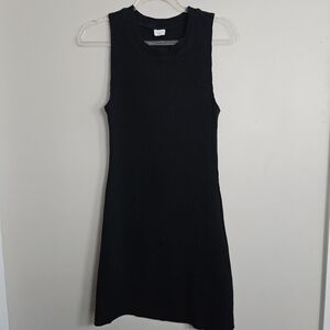 Aritzia Wilfred Free Black Ribbed Sleeveless Mini Dress Size XS  Cotton Bodycon